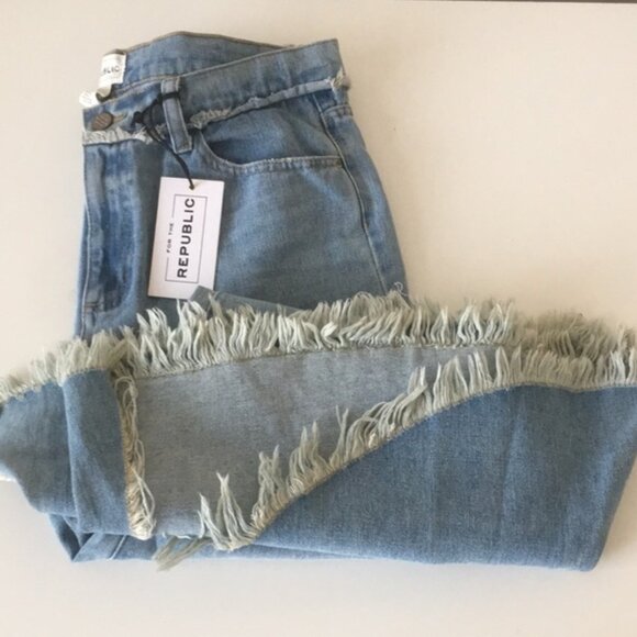 For The Republic Wide Leg Jeans Cropped Bell Distressed Jean 10 - Picture 3 of 15